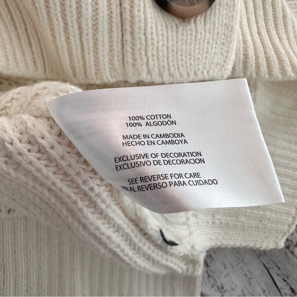 GAP Women's Cream Cardigan Chunky Knit Cotton Sweater - Picture 8 of 10